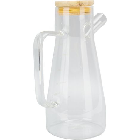 Bouteille d'huile en verre borosilicate 650ML, verseuse à vinaigre transparente avec poignée ergonomique et échelle anti-poussière pour cuisine (1/5)