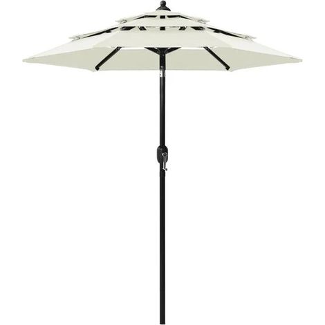 Auvent de jardin à trois niveaux avec un mât en aluminium couleur sable de 2 mètres (1/5)