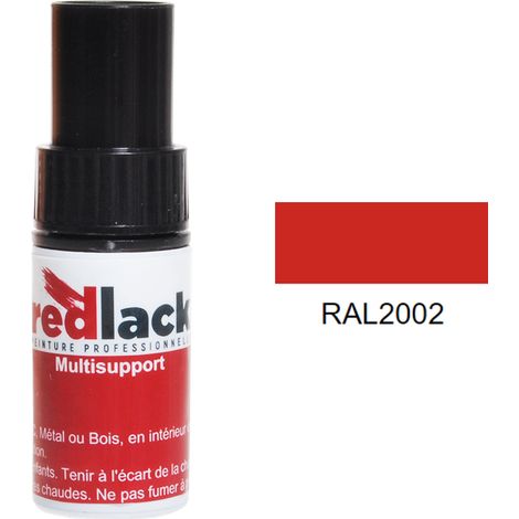 Flacone per ritocchi con pennello 9ml – RAL 2002 – Arancio sanguigno – lucido – multisupporto – Redlack