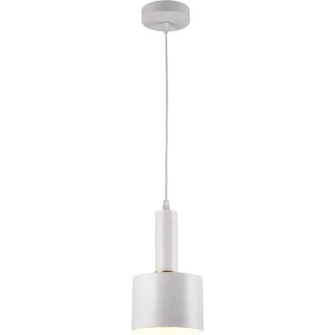 TrAdE Shop Traesio - Lampadario A Sospensione Soffitto E27 Lampada Pendente Minimal Per Cucina Isola Snack A22 - Bianco (1/5)