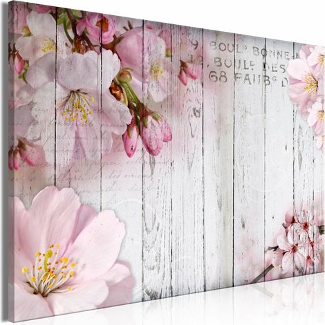 Tableau fleurs sur planches larges - 120 x 80 cm