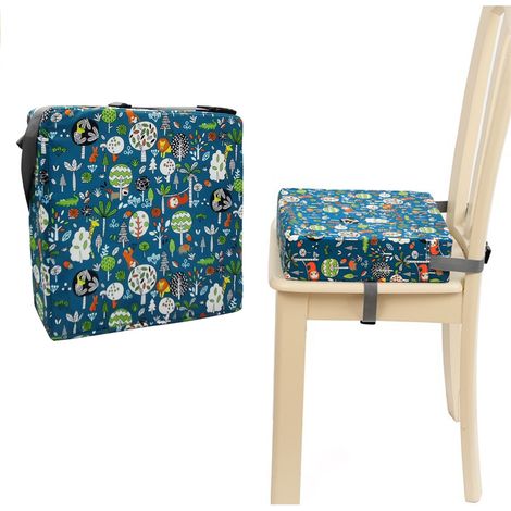Cojín elevador para bebés y niños, asiento elevador para niños pequeños para mesa de comedor, cojín grueso lavable con cinturones de seguridad y correa de sujeción para mesa y silla.