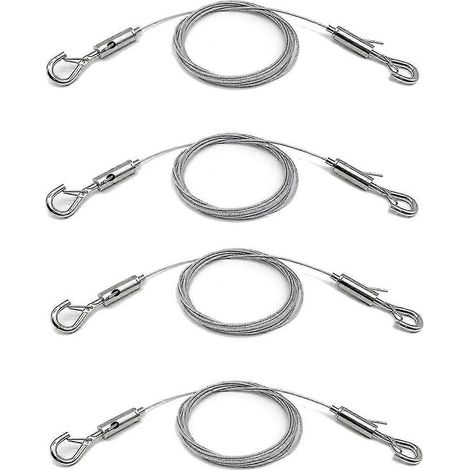 Lot de 4 fils de suspension réglables pour tableaux, ultra-résistants, supportent jusqu'à 22,7 kg, accessoires de suspension, acier de 2 m x 1,5 mm-AquaForge (1/5)