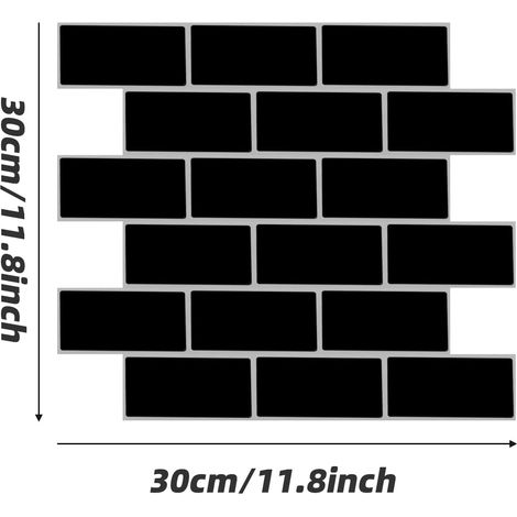 Wasserdichte Wandaufkleber für Fliesen 30x30 cm 10 Stück schwarz (1/3)