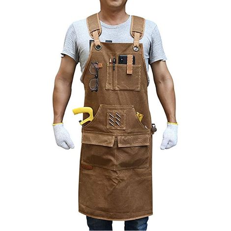 Men Work Apron with 9 Tool Pockets, Carpenter Apron with Durable Oilcloth, Tool Apron Gift for Men Carpenters