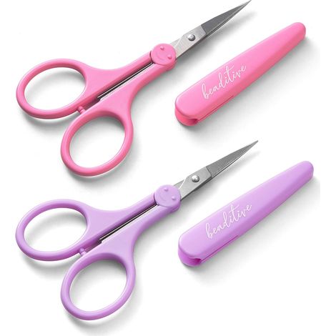détail de haute précision ciseaux set (2-pc) sharp, fine conseils  découpe de papier, scrapbooking, couture, artisanat  acier inoxydable  couvercle de protection (Pastel) (1/5)