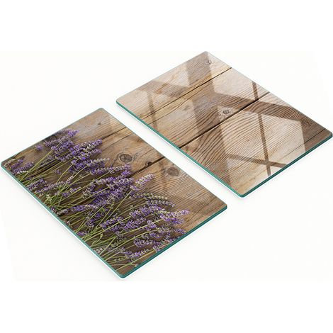 Set mit 2 Brettern aus gehärtetem Glas, Lavendel, 2 x 40 x 52 cm (1/5)