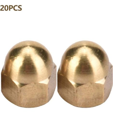 Kit d'écrous borgnes en laiton, tête de dme, ensemble d'écrous hexagonaux, fixations de véhicule (M6, 20 pièces) (1/5)