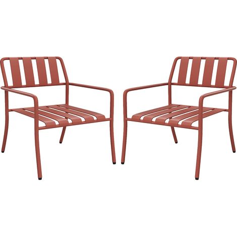 Poltrona bassa da giardino impilabile in metallo - Terracotta - Lotto di 2 - BIRMOS di MYLIA (1/5)