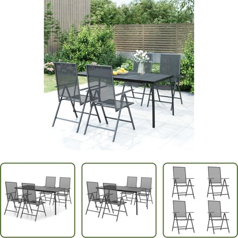 vidaXL Juego de comedor de jardín 5 piezas acero gris antracita (1/5)