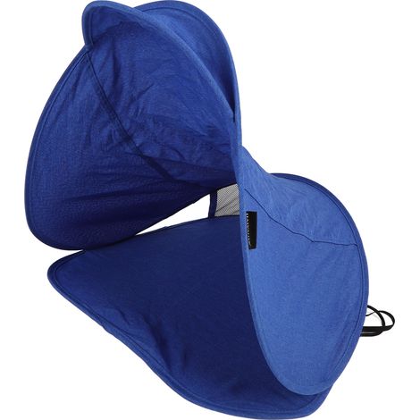 Tente anti-UV portable avec protection respirante pour le visage, abri de plage compact avec housse de rangement, bleu, pour extérieur. (1/5)
