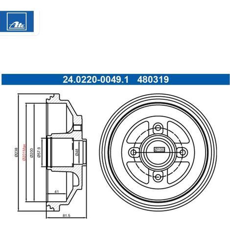 Lot de 2 Tambours de frein ATE 24.0220-0049.1 OPEL 43511-62J10 43511-62J11