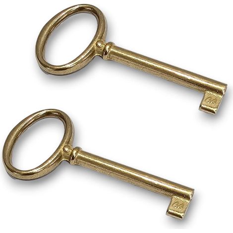Chiavi per mobili armadi antichi universali in ottone 2 pezzi oro lucido 309 (1/5)