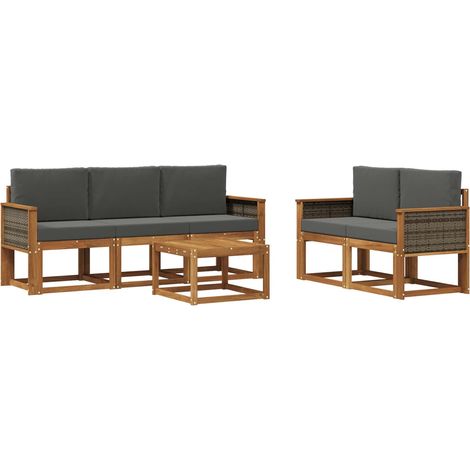 Outdoor Sofa Set with Cushion 6 pcs Natural and Anthracite vidaXL