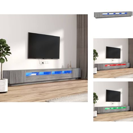 TV-Möbel - Living 3-tlg. TV-Schrank-Set LED-Leuchten Grau Sonoma Holzwerkstoff (1/5)