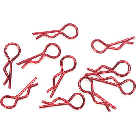 Lot de 10 pinces métalliques R en forme pour carrosserie de voiture RC, clips et goupilles pour modèles 1/5 1/6 1/8 1/10 (Rouge) (1/5)