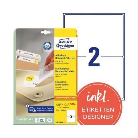 Avery Zweckform Etikett L4734REV-25 199,6x143,5mm weiß 60 St./Pack. (1/5)