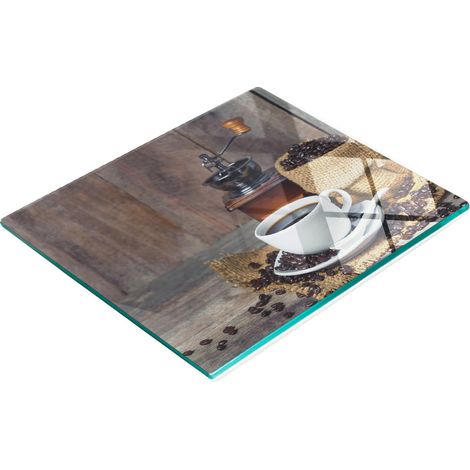 Elegante e resistente vassoio in vetro con stampa di chicchi di caffè e tazza 60x52 cm (1/5)