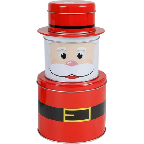 Weihnachtliche Gebäckdosen Figur 3er-Set Plätzchendose Keksdose Vorratsdose Deko - Weihnachtsmann (1/2)