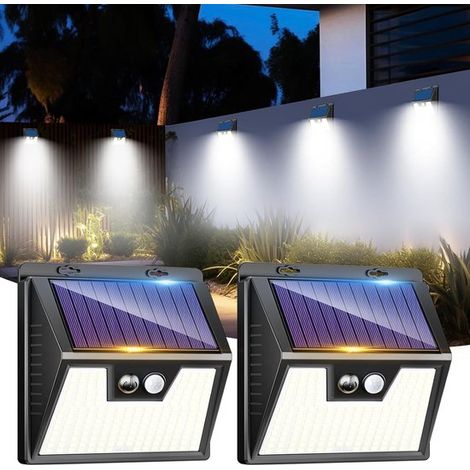 Stück Solar Außenleuchten mit Bewegungsmelder, 176 superhelle LEDs, IP65 wasserdicht, 3 Modi, für Garten, Garage, Hof und Außenbereich, kaltweiß (1/5)