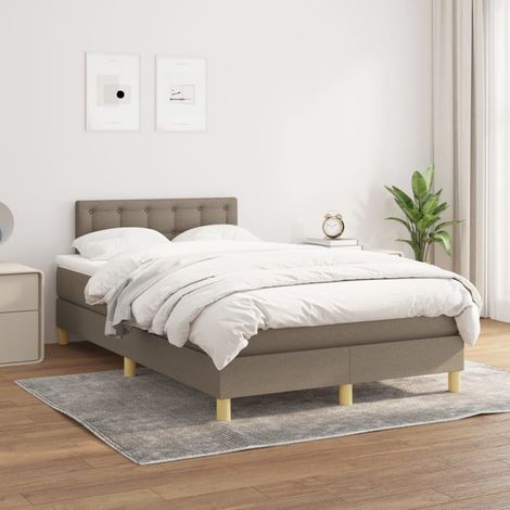 Sommier à lattes de lit avec matelas Taupe 120x200 cm Tissu (1/5)
