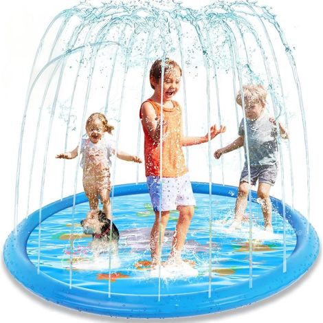 Piscine pour Chiens, 170 cm/67 in, 0.55cm Épaississant Tapis de Jeu d'eau pour Chiens avec Éclaboussures et Antidérapant (Bord Arrondi) (1/5)