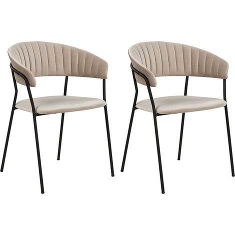 Esszimmerstuhl 2er Set MARIPOSA Samtstoff Taupe
