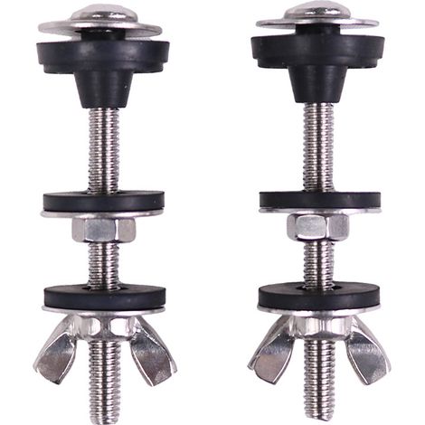 Kit de boulons robustes pour réservoir de toilette universel, en acier inoxydable étanche et rondelle en caoutchouc, avec écrou extra long et vis de fixation, 2 pièces (1/4)
