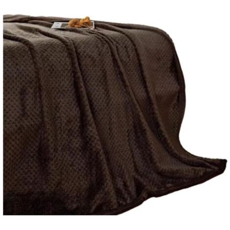 Couverture Plaid Polaire pour Canapé Lit Voyage en Plein Air Couverture Moelleuse et Duveteuse pour Toute Saison Café 150x200cm