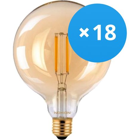 Lot 18x Noxion Lucent LED E27 Globe Filament Ambre 125mm 7.2W (1/5)