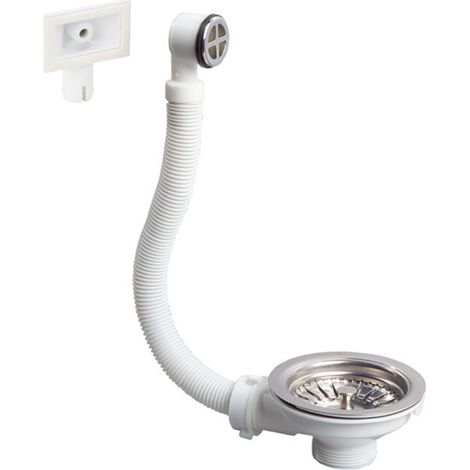 Desagüe de fregadero con cesta de acero inoxidable con rebosadero de 90 mm - Wirquin (1/2)
