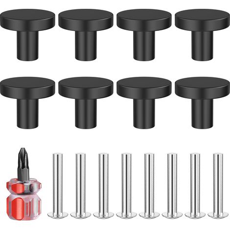12 Stück Schwarze Möbelknöpfe, 25  20 mm Schubladenknöpfe, Küchentürknöpfe mit Schrauben, Schranktürknöpfe, Schwarze Möbelgriffe, Runde Schrankknöpfe, Schrankgriffe