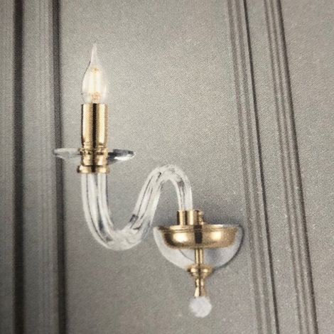 Applique 12 cm RAVEL 1 luce in vetro lavorato a mano Oro (1/2)