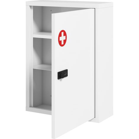 Armoire à pharmacie murale avec serrure à combinaison pliable blanche pour salon murale, meuble salle bain combinaison, porte compartiments rangement, (1/5)
