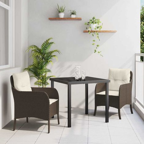 Ensemble de salle à manger pour jardin 3 pcs-Salon de jardin Marron polyrotin 930659 (1/5)