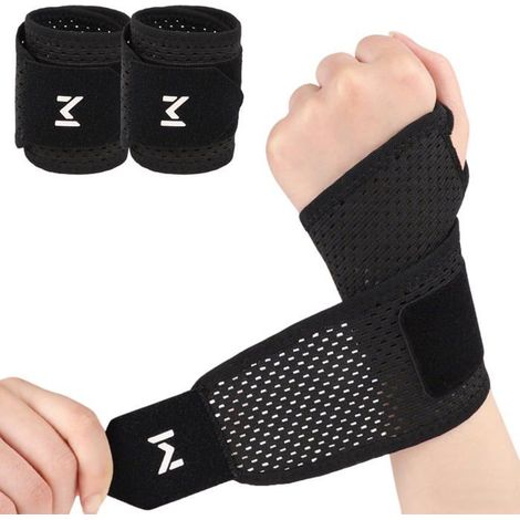 Paire d'attelles de poignet pour le syndrome du canal carpien, respirantes, noires, pour hommes et femmes, idéales pour la musculation et le soulagement de la douleur. (1/5)