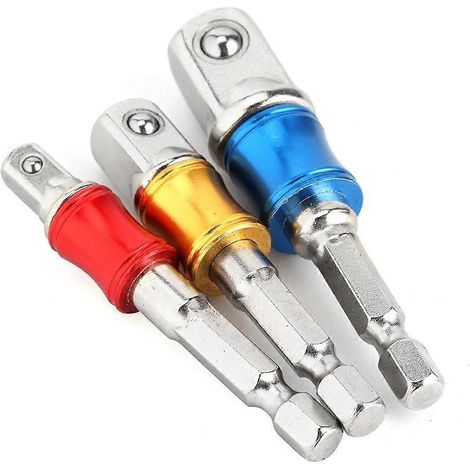3-teiliges Set Sechskant-Bohrer-Steckschlüssel-Adapterantrieb für elektrische Schlagschrauber 1/4 Zoll, 3/8 Zoll, 1/2 Zoll Typ A