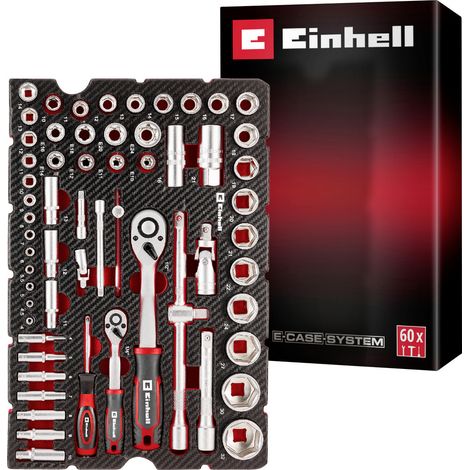 Original Einhell E-Case Pad 60-tlg. Stecknüsse und Ratschen (Umschaltknarren, Zündkerzeneinsätze, Stecknüsse, Stecknuss-Verlängerungen, Kardangelenke, E-Case-System) (1/5)