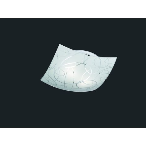 Plafonnier carré moderne Spirelli blanc Trio 40 cm E27 (1/5)