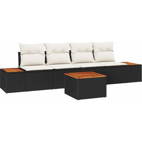 Maison Exclusive - Gartensofa-set mit Kissen 5 pcs Schwarz Poly R