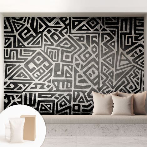 Tapete Vliestapete mit Kleber für Wohnzimmer Schlafzimmer Küche - Wanddekoration Geometrisches Labyrinth 208x146 cm (1/5)