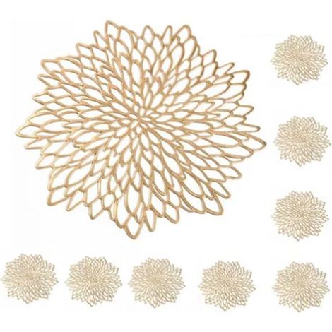 8 Pièces Dessous de Plat Fleuris en PVC Résistant à la Chaleur pour Table de Salle à Manger (1/5)