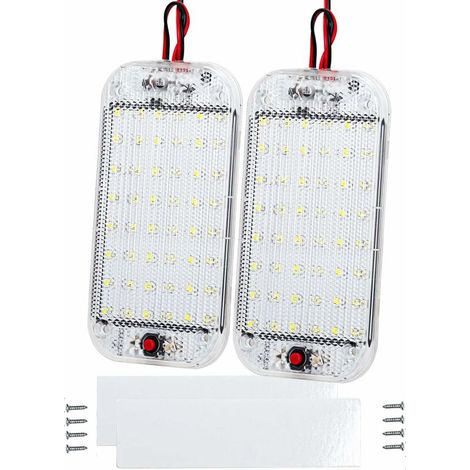 Lot de 2 éclairages d'intérieur LED 12 V - 85 V - 48 LED - Éclairage intérieur pour voiture, camping-car, camion, bateau, caravane (1/5)