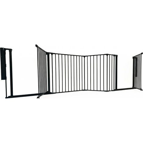 Safetots Barrière Escalier Multi-Panneaux avec 2 Portillons, Noir, Longueur Totale 370cm