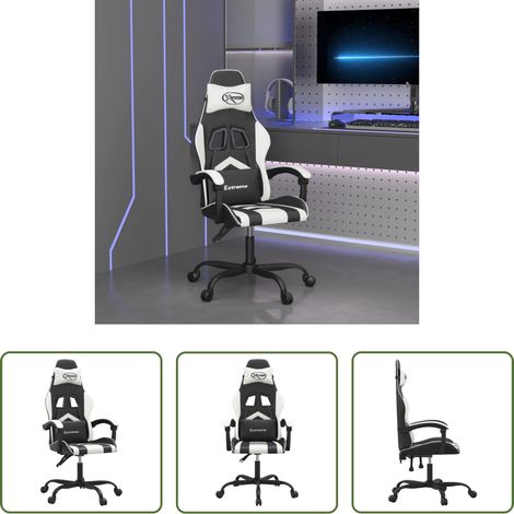 Chaise de jeu confort - Chaise de jeu Noir et blanc Similicuir (1/5)