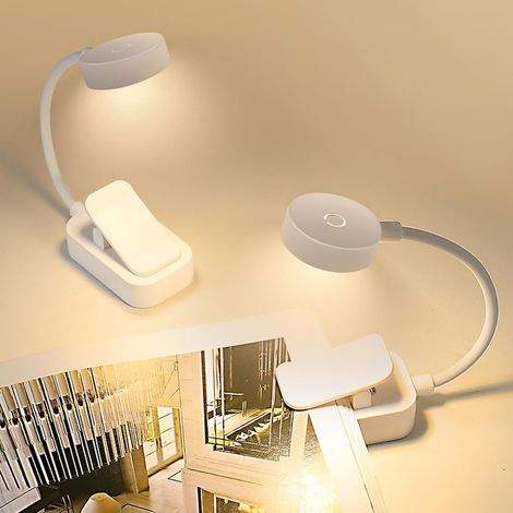 Lot de 2 mini lampes lecture rechargeables à clipser - Col (1/5)
