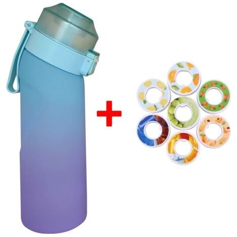 Bouteille d'eau parfumée 650 ml – 7 dosettes aromatisées – Tritan durable, sans BPA, 0 % de sucre, sans calories – Conception portable pour sport