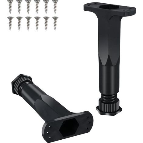 Gambe di supporto per telaio letto Allecta regolabili, robuste, estensibili, piedini di ricambio per mobili, supporto centrale per letto king size, armadio, divano, tavolo, nero 2 (1/5)