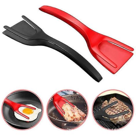 2-in-1-Wender-Set mit Nylon-Griff, ideal zum Wenden von Steaks und Eiern sowie zum Spiegeleiern.-Red