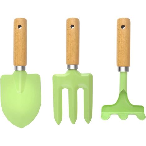 3-teiliges Gartengeräte-Set – Multifunktionale, tragbare Gartengeräte – Grün (1/4)